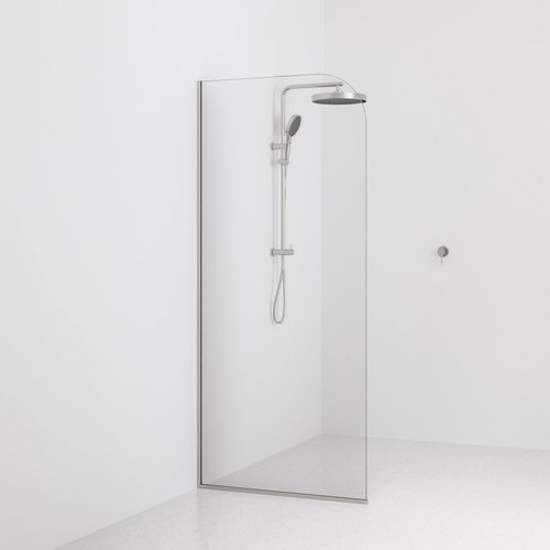 Brushed Nickel Code Pillar Shower Screen Glass Range | 900mm