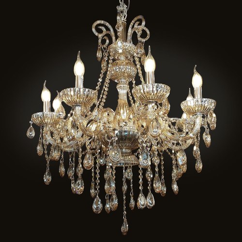 Antique Brass/Champagne Crystal Hera 8 Light Chandelier