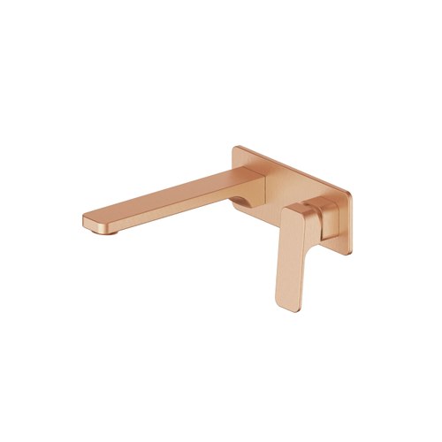PVD Brushed Copper Swept Wall Basin/Bath Mixer W/Plate