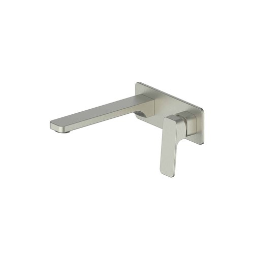 PVD Brushed Nickel Swept Wall Basin/Bath Mixer W/Plate