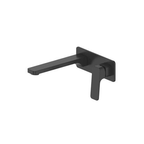 PVD Matte Black Swept Wall Basin/Bath Mixer W/Plate