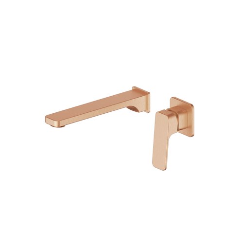 PVD Brushed Copper Swept Wall Basin/Bath Mixer