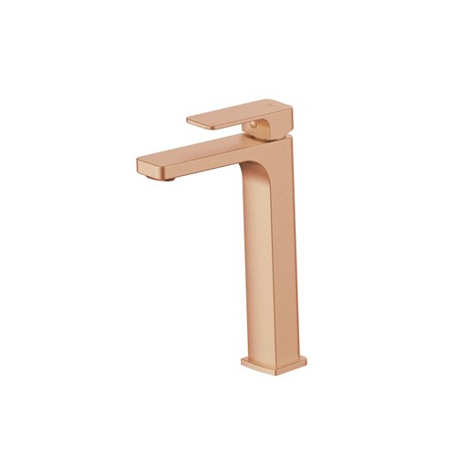 PVD Brushed Copper Swept Tower Basin Mixer