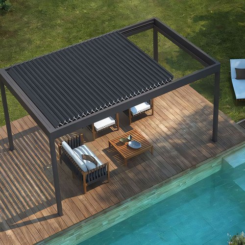 Charcoal Mediterranean-PRO MAX Motorised Retractable Louvre Roof System