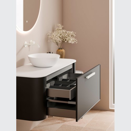 Black Nature 900 Vanity | Flat Slab Top & Axel Drawer Front