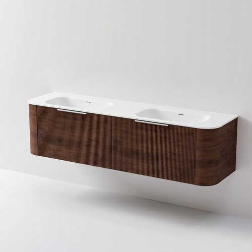 Walnut Nature 1800 Vanity | Double Inset Basin & Pillar Drawer Front