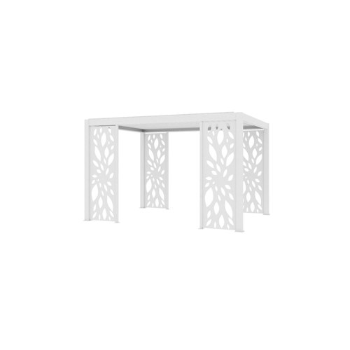 White Baltic Freestanding Pergola Patterned Privacy Panel