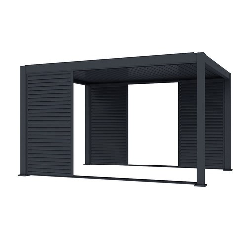 Charcoal Baltic Freestanding Pergola Shutter Sliding Door