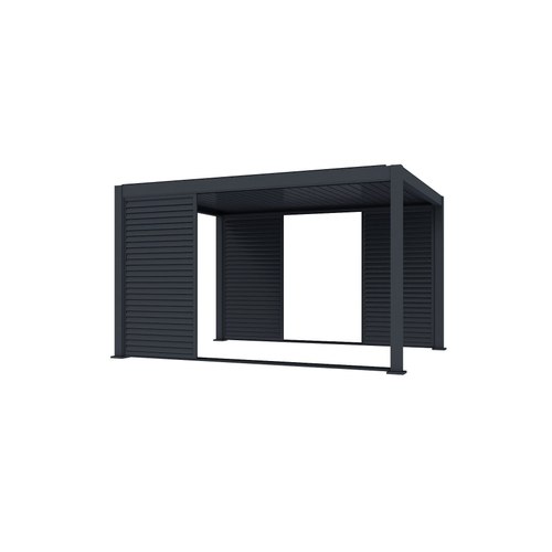 Charcoal Atlantic & Caribbean Freestanding Pergola Shutter Sliding Door