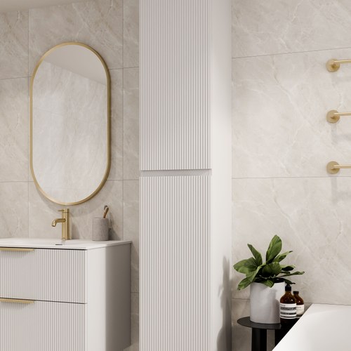 Matte White Lineare Pillar Tower Cabinet