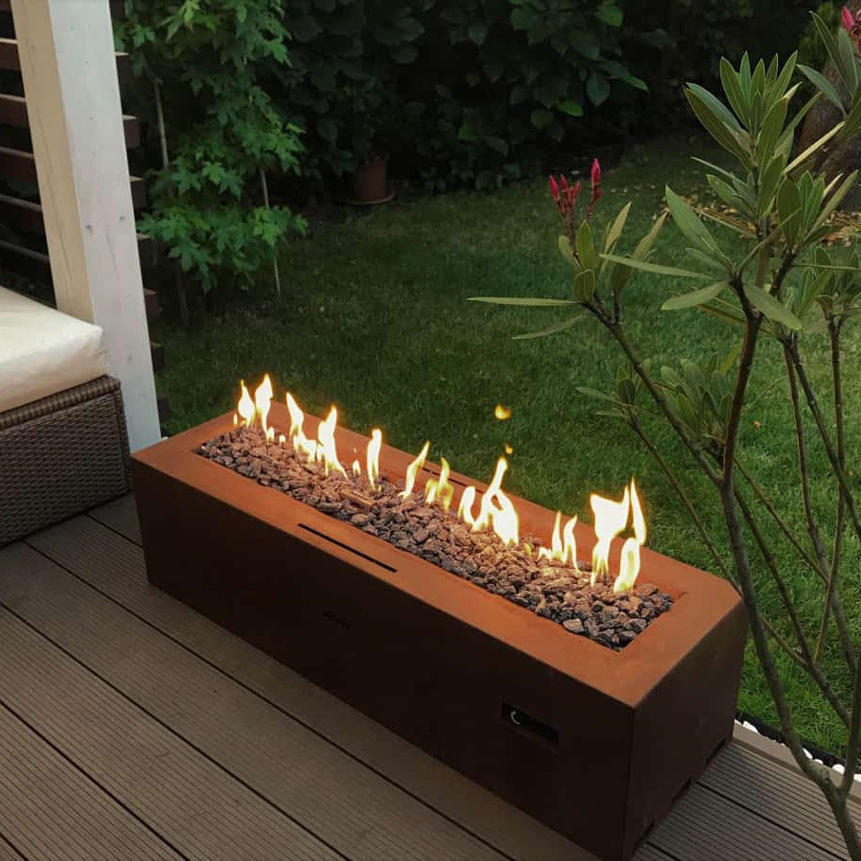 Planika Galio Corten Manual Linear Gas Pit Fire | ArchiPro AU