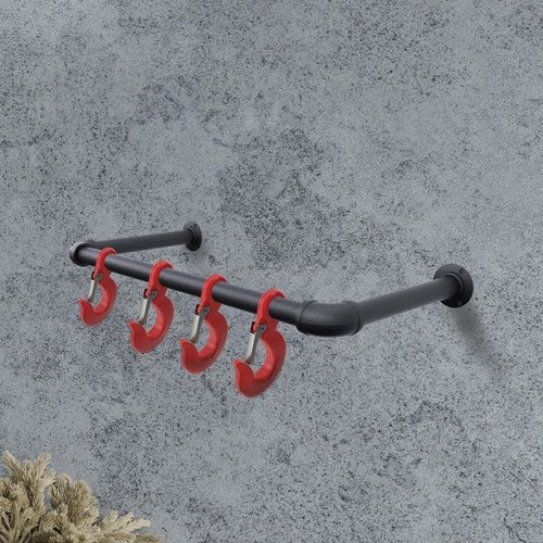 Classic Black Industrail Storage Rail with Hooks