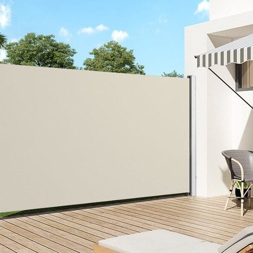 Beige Retractable Side Awning & Privacy Screen 1.6m X 3m