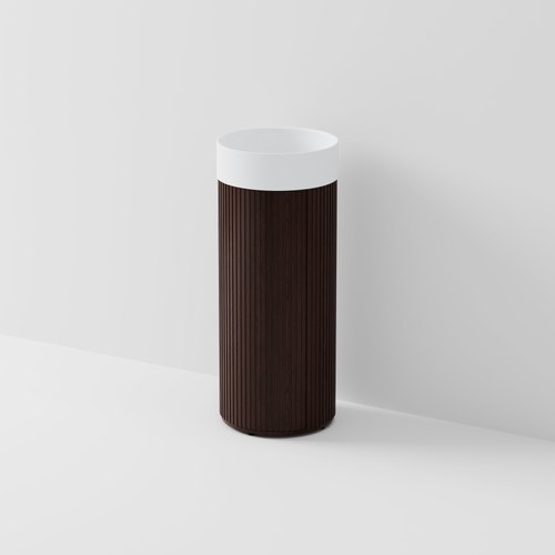 Walnut Ash Code Sora Pedestal Vanity | With Basin