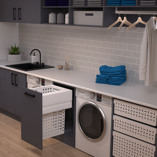 White Basket Tanova Designer Series Pull Out Laundry Units