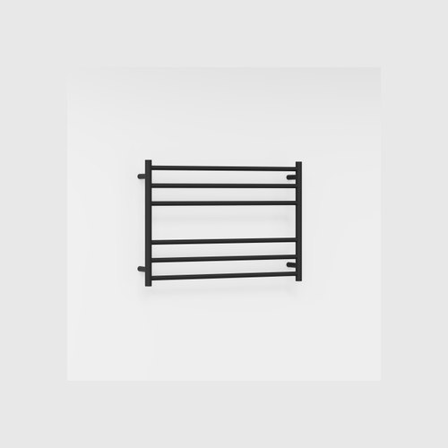 Matte Black Round Heated Towel Ladder 600x850mm