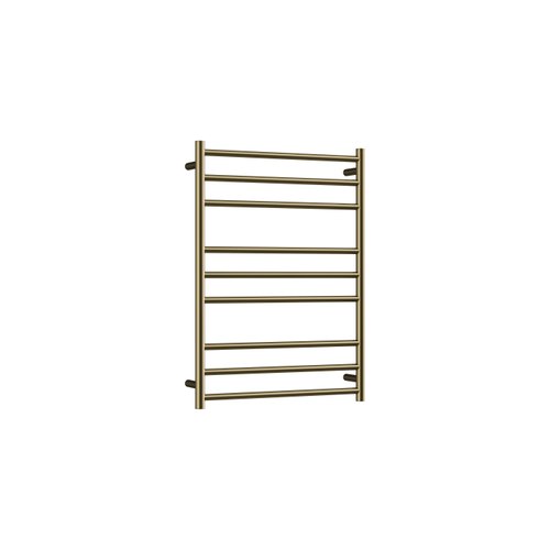 Brushed Brass Round Heated Towel Ladder 900x650mm