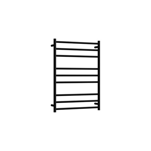 Matte Black Round Heated Towel Ladder 900x650mm