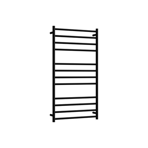 Matte Black Round Heated Towel Ladders 1200x650mm