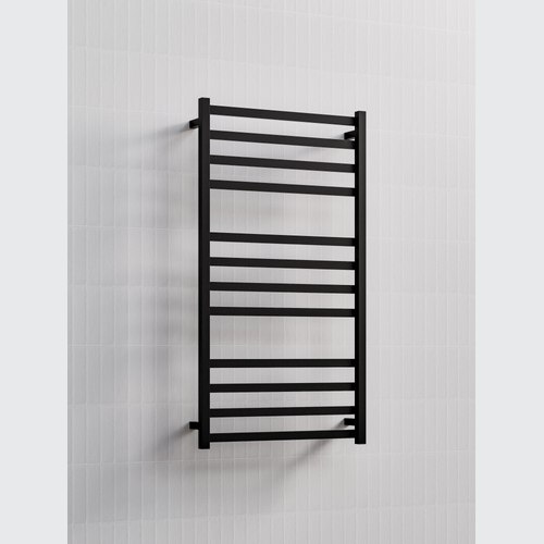 Matte Black Square Heated Towel Ladder 1200x650mm