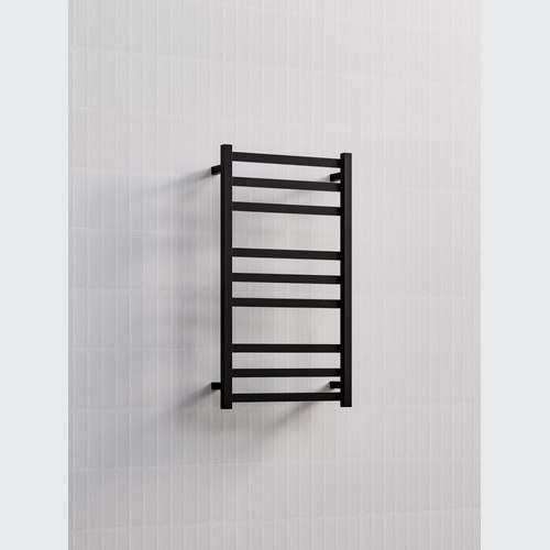 Matte Black Square Heated Towel Ladders 900x500mm