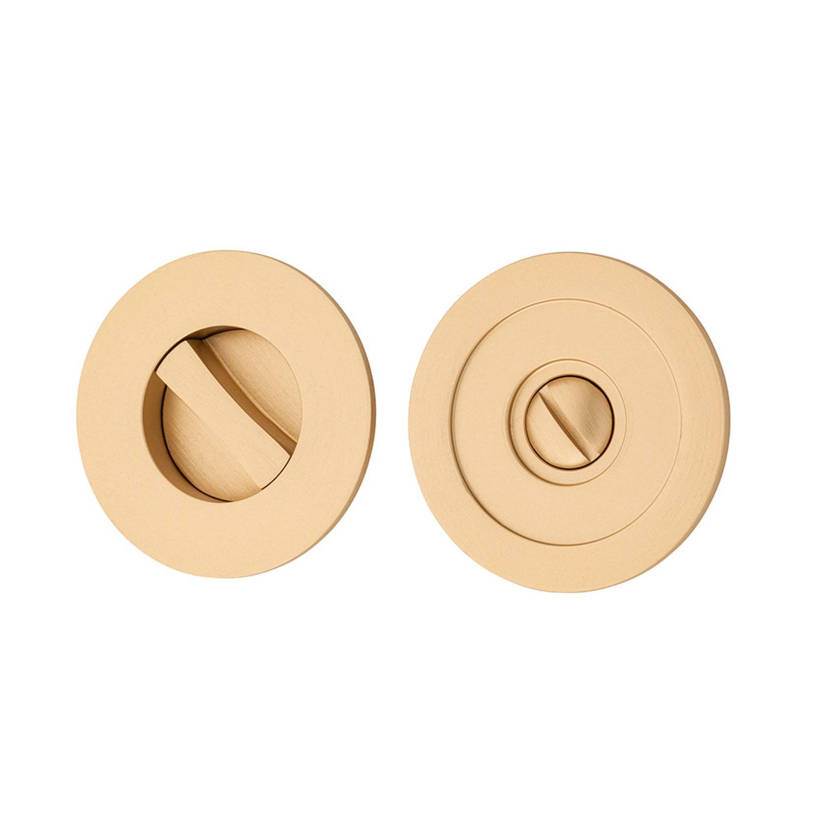 Iver Sliding Door Pull Round Privacy Brushed Brass 21436 *Pair