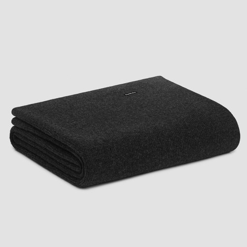 Charcoal Chain Rib Angora & Merino Wool Blankets