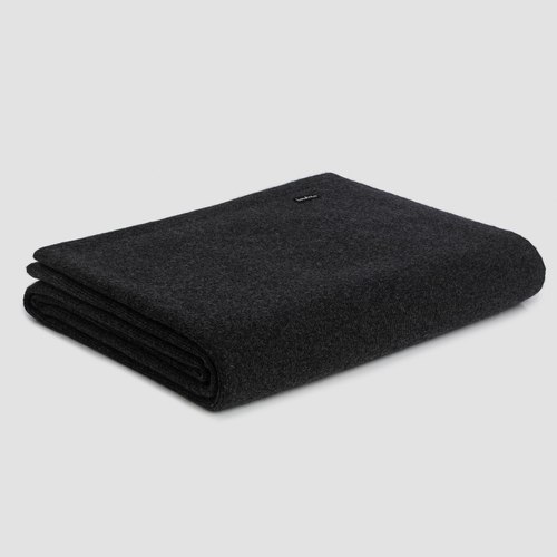 Charcoal Fine Rib Angora & Merino Wool Blankets