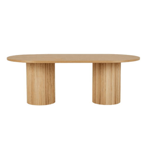 Natural Ash Soren Liv |Benjamin Ripple Oval Dining Table - 8 Seater