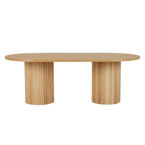Natural Ash Soren Liv |Benjamin Ripple Oval Dining Table - 8 Seater