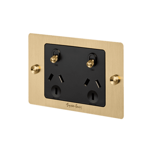 Brass Buster+Punch 2 Socket Outlet