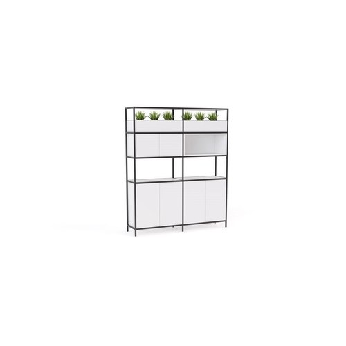 White Kubix Modular 2-Unit System with Cupboards, Cubby & Planters
