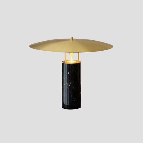 Antique Brass/Black Marble Luna Table Lamp