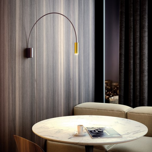 Black/Satin Gold Volta Wall Light