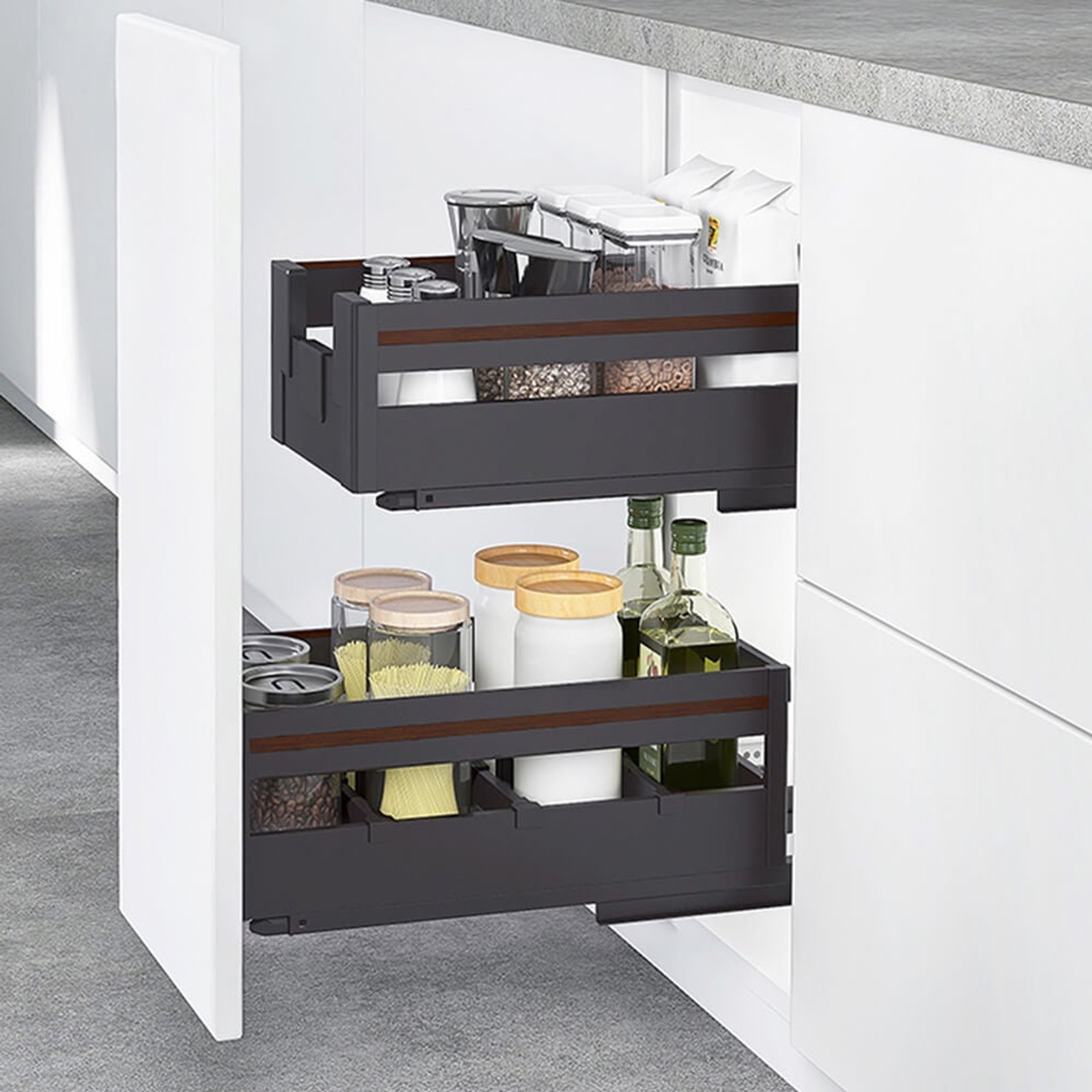 ELITE Galley Kitchen Pull-Out Cupboard Organiser - Suits 400mm Cabinet