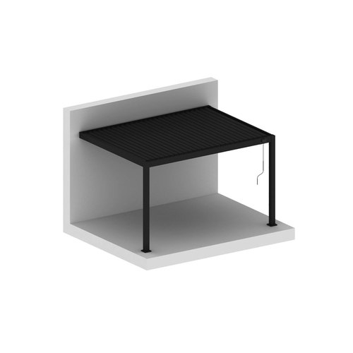 Black Baltic Manual Wall Mounted Louvre Roof Aluminium Pergola