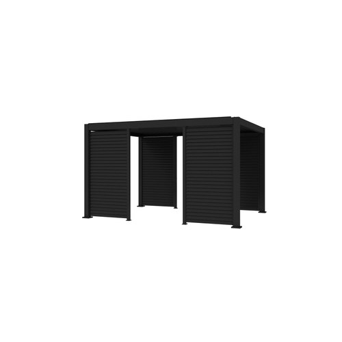 Black Tasman Freestanding Pergola Shutter Wall