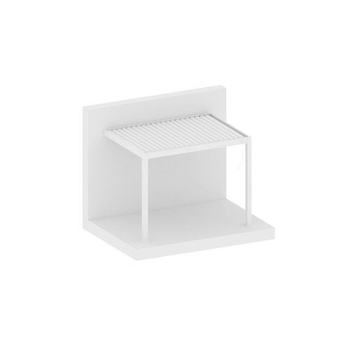 White Baltic Manual Wall Mounted Louvre Roof Aluminium Pergola