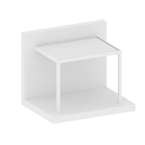 White Baltic Motorised Wall Mounted Louvre Roof Aluminium Pergola