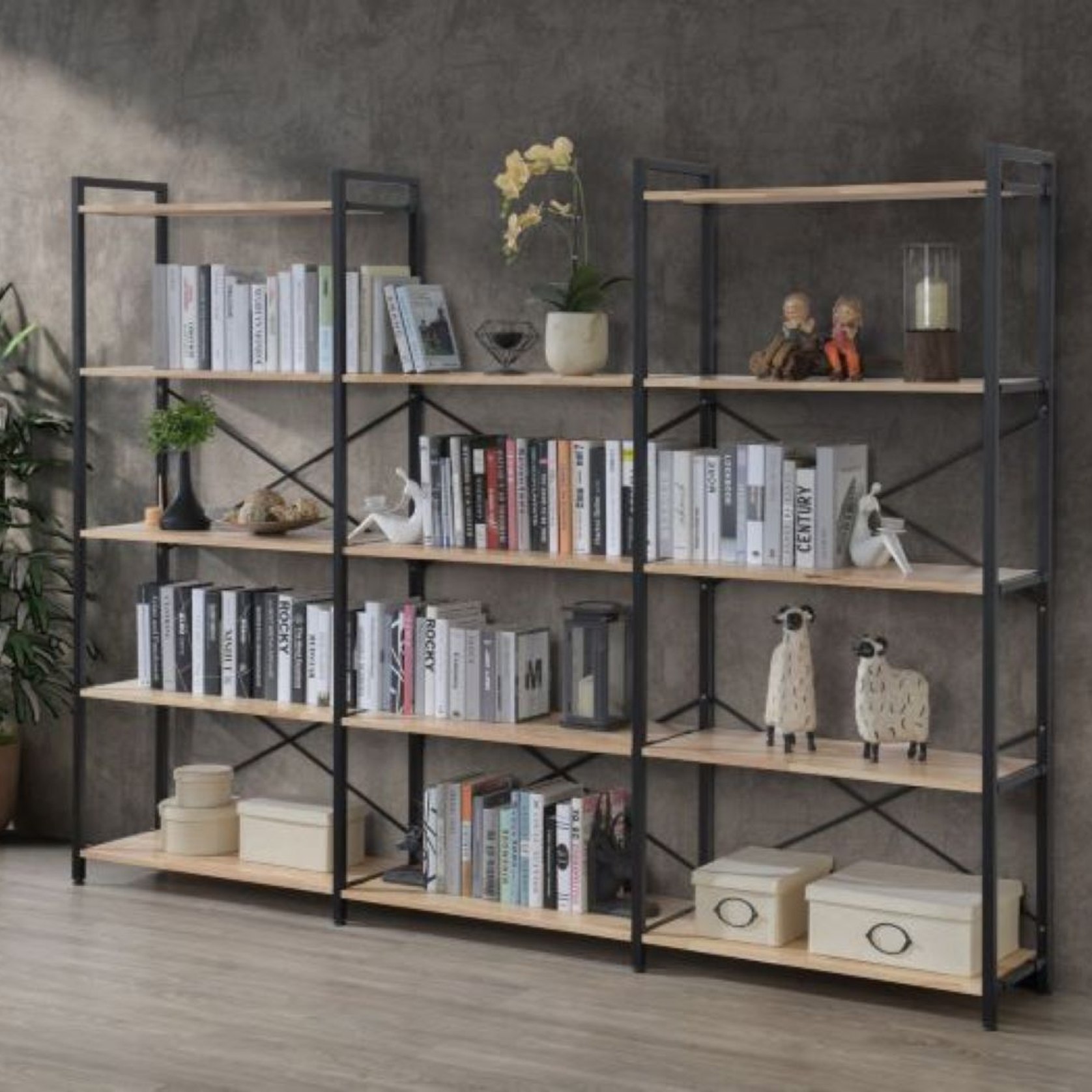 Axel 3PCE Shelving Unit U Shape Medium | Black Steel | ArchiPro AU