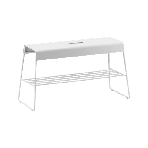 Soft Grey Zone A-Bench w. Shelf | Outdoor