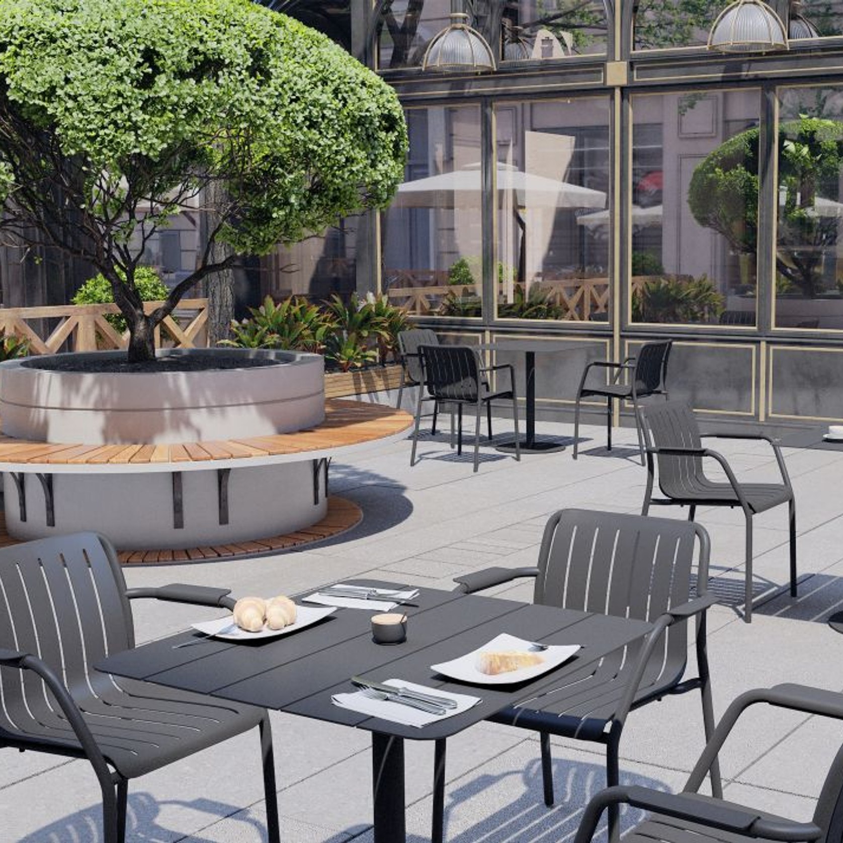 Roku Cafe Table - Outdoor - Charcoal - 65 x 65cm Table Top | ArchiPro AU