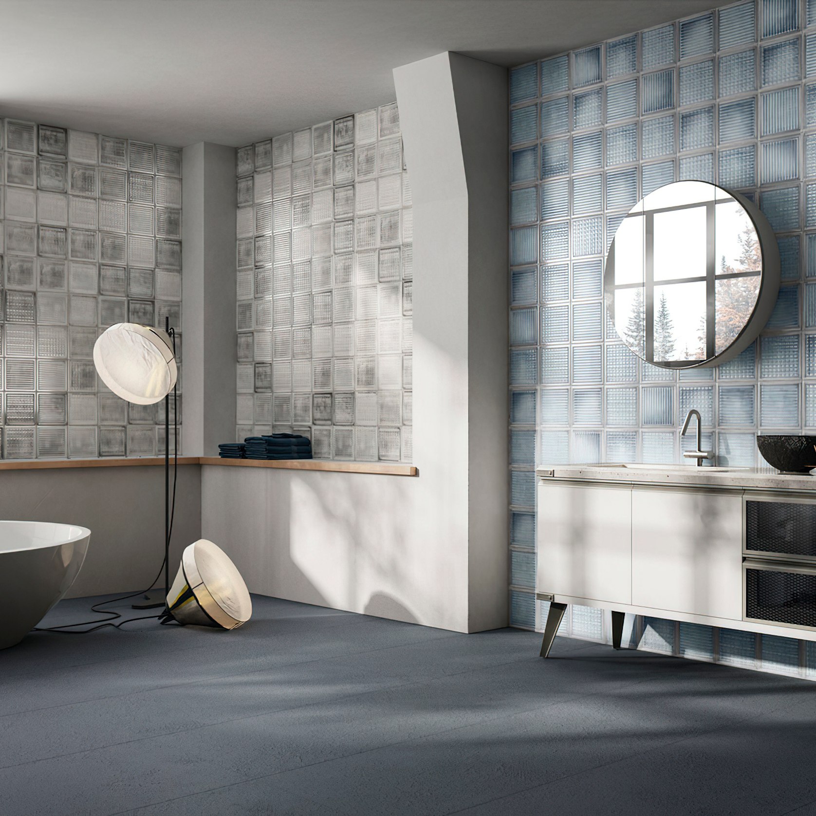 Diesel Living Glass Blocks Wall Tiles I Dusty White 