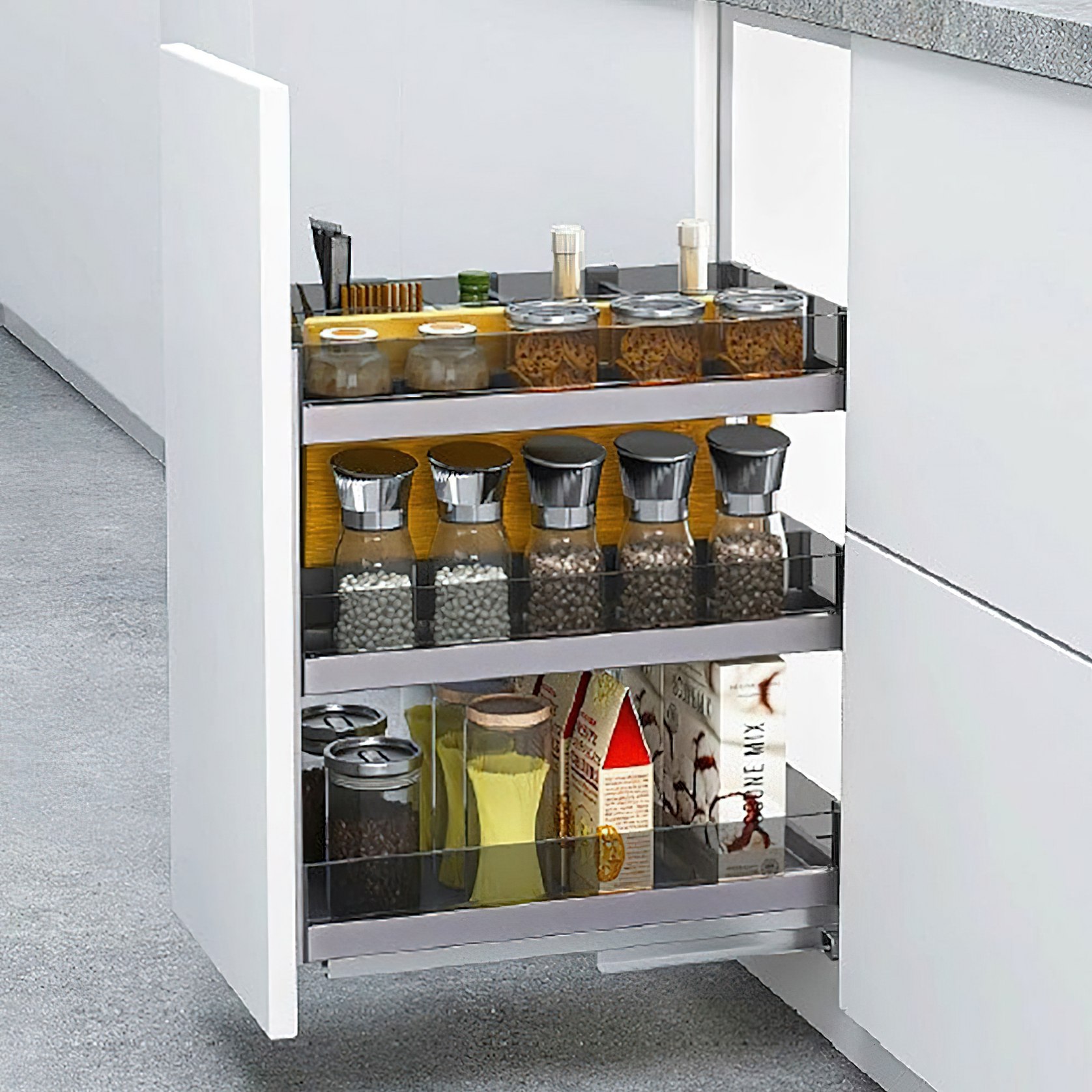 ELITE Galley Kitchen Pull-Out Cupboard Organiser - Suits 400mm Cabinet