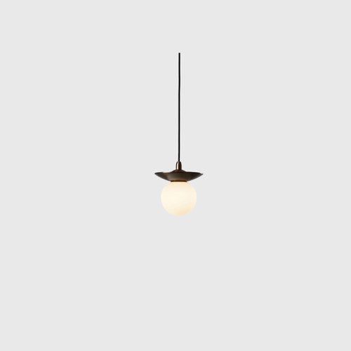 Ridged Bronze Orbit Brass Pendant Light