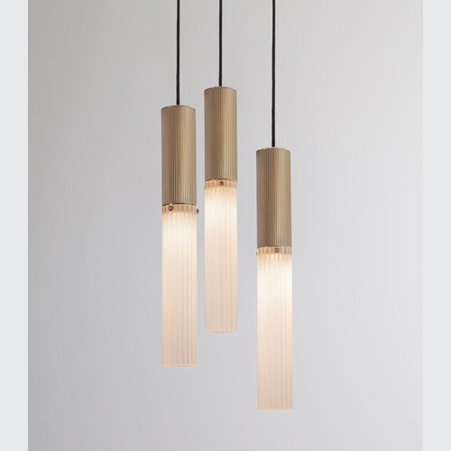 Antique Brass  Flume Alabaster 3lt Pendant Light