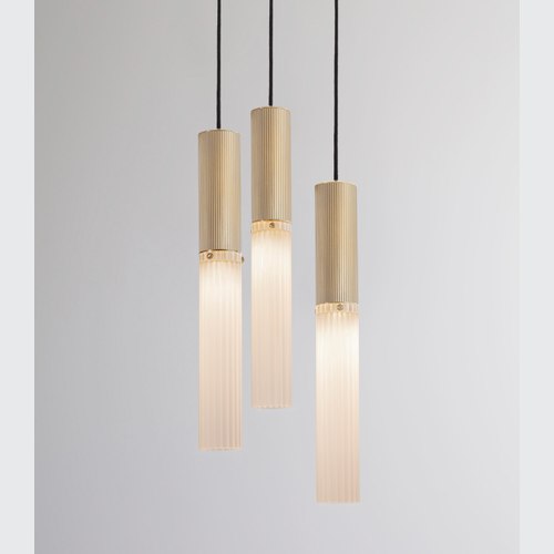 Satin Brass Flume Alabaster 3lt Pendant Light