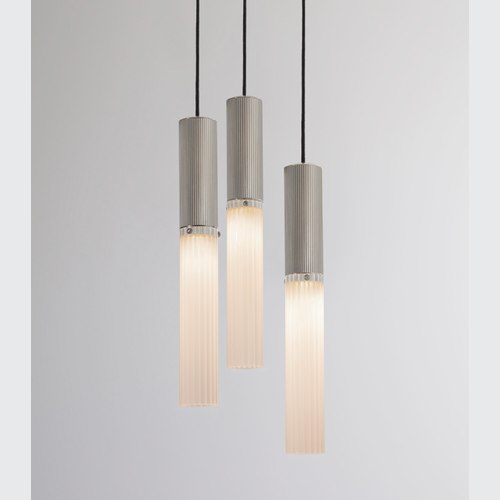Satin Nickel Flume Alabaster 3lt Pendant Light