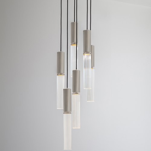 Satin Nickel Flume 6lt Pendant Light
