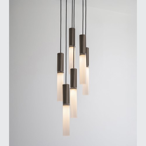 Bronze Flume Alabaster 6lt Pendant Light